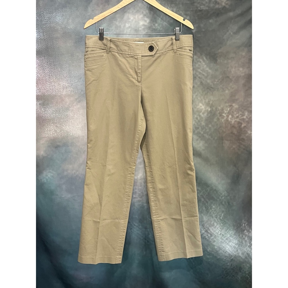 Ann Taylor LOFT Marisa Fit Khaki Tan Straight Leg Pants Womens 14 Cotton Stretch